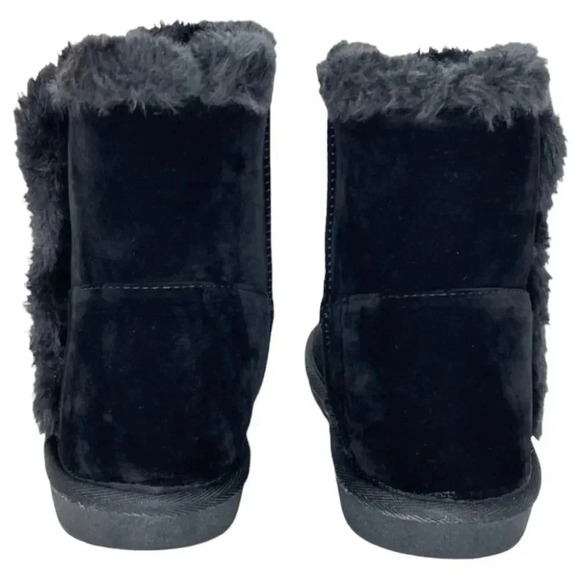 Sugar Polly Black Velvet Faux Fur Trim Womens Ankle Boots Size 7M - Picture 6 of 15